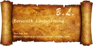 Bencsik Leopoldina névjegykártya